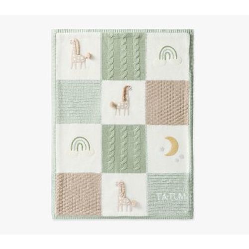 Giraffe Recycled Patchwork Heirloom Baby Blanket, Sage Green