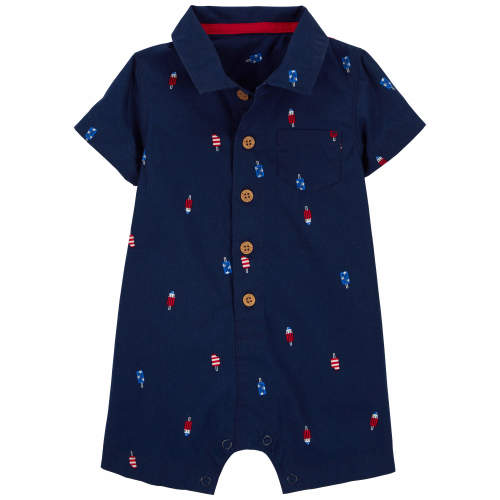 Baby Popsicle Poplin Romper - Style,Navy
