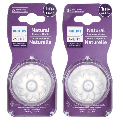 Philips AVENT Natural Response Baby Bottle Nipples Flow 3, 1M+, 4pk, SCY Flow 3 1 Month +