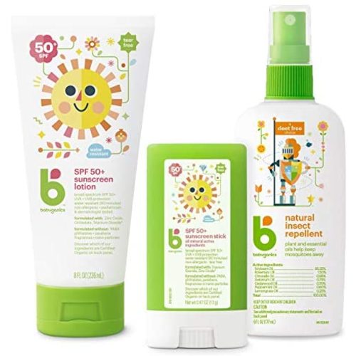 Babyganics Sun + Bug Set - Spf50 Susncreen Lotion, Spf50 Susncreen Stick, Bug Spray, 3 Items