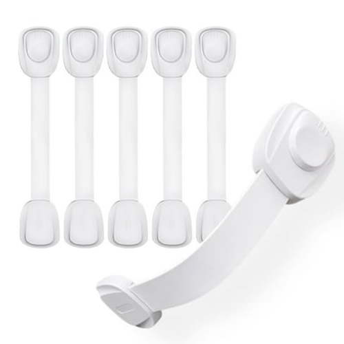 Moonybaby Universal Child Safety Strap Locks for Cabinets, Drawers, Toilet, Fridge & More, 6 Pack, White