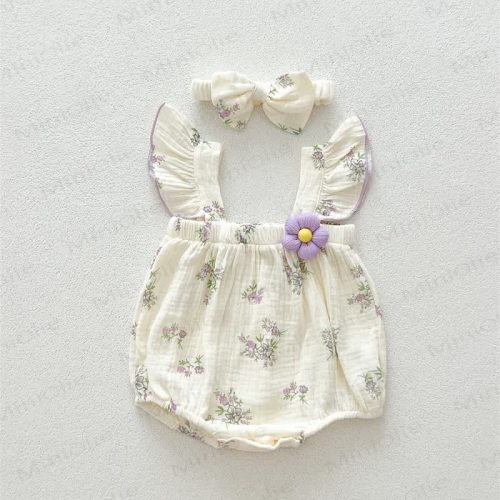 Baby Floral Flower Bodysuit with Headband