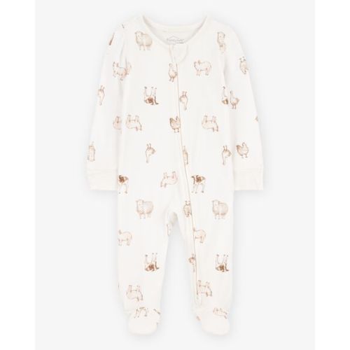 Baby Farm Animals Print 2-Way Zip PurelySoft Sleep & Play Pajamas - Ivory - Carter's | Carter's