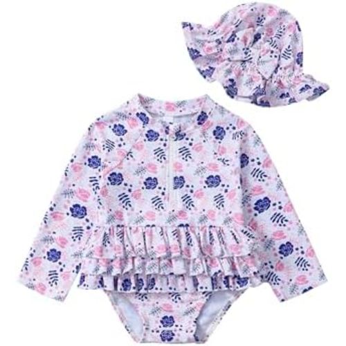 Baby Girl Swimsuit Toddler One Piece Bathing Suit Long Sleeve Newborn Girls Swimwear Sunsuit Baby Swim Suit
