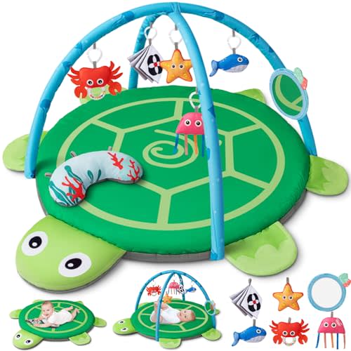 Baby Play Mat, 8-in-1 Tummy Time Baby Gym, Play mat for Babies 0-6 Months, Washable Baby Activity Mat for Sensory Motor Development, Foldable Thick Playmat for Toddler Newborn Infant 0-3-6-9-12 Months