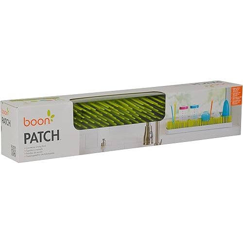 Boon Patch Countertop Baby Bottle Drying Rack - Space Saving Bottle Rack for Drying and Organization - Kitchen Baby Needs - Baby Bottle-Feeding Supplies - Green and White