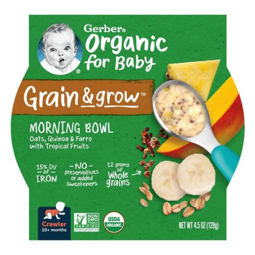 Gerber Organic Baby Food Oats, Quinoa, Farro and Tropical Fruits Stage 3 Meal - 4.5 oz