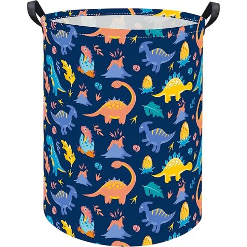 HIYAGON Dinosaur Kids Laundry hamper Baby Hamper for Nursery Boy and Girl Kids Dinosaur Hamper Cute Storage Bin Organizer Dinosaur Room Decor for Home(Blue Dinosaur)