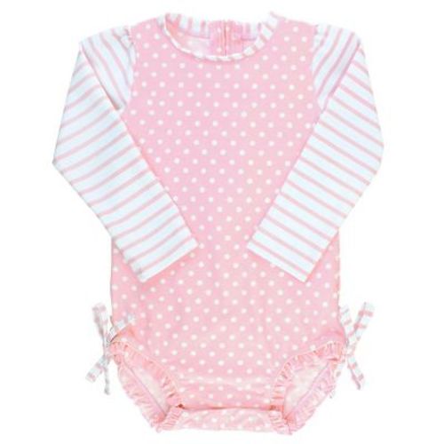 Rufflebutts Baby Girls Long Sleeve One Piece Rash Guard - Orange You The Sweetest, Size: 3-6m