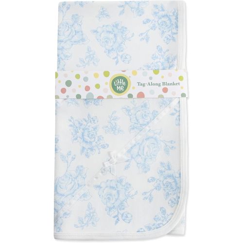 Little Me Blankets for Baby Girls' Swaddling Receiving Blanket, Blue Roses, 30 x 27 Inches