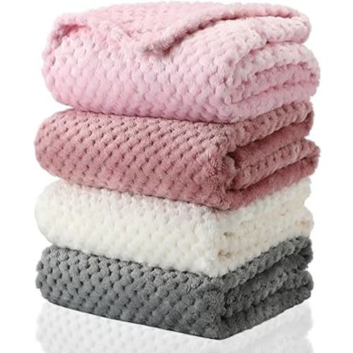Frienda 4 Pcs Baby Fuzzy Blanket Fluffy Baby Blanket for Boys Girls Soft Warm Baby Receiving Blankets Nursery Bed Blanket Toddler Infant Newborn Receiving Blanket, 32 x 24 Inch (Lovely Color)