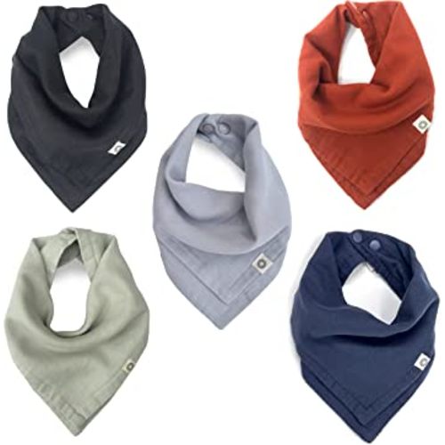 Kishu Baby Indi - GOTS Organic Muslin Bandana Scarf Bibs - Set of 5 (University Bundle)