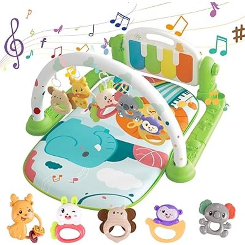 Baby Gyms Play Mats, Funny Play Piano Gym Mats Detachable Baby Play Gym Mat with Music and Lights Musical Electronic Learning Toys, Activity Center for Infants Toddlers