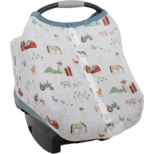 Little Unicorn Breathable Car Seat Canopy | Magnetic Closure Cover & Universal Fit | Protection & Privacy for Baby (Farmyard)