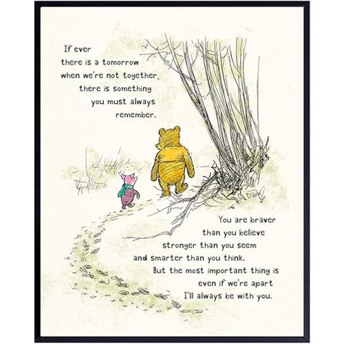Winnie Wall Art - Pooh Kids Room Decor - Boys Room Decor - Little Girls Bedroom Decor - Baby Nursery Decor - Wall Decor for Toddlers - Inspirational Positive Quotes Picture Poster print