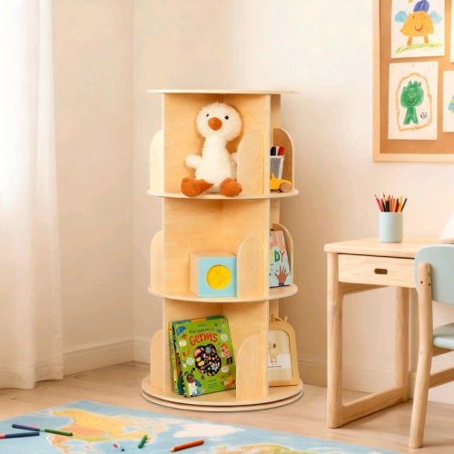 Ebern Designs Rotating Bookshelf, Small Footprint, Large Capacity Corner Bookcase & Reviews | Wayfair