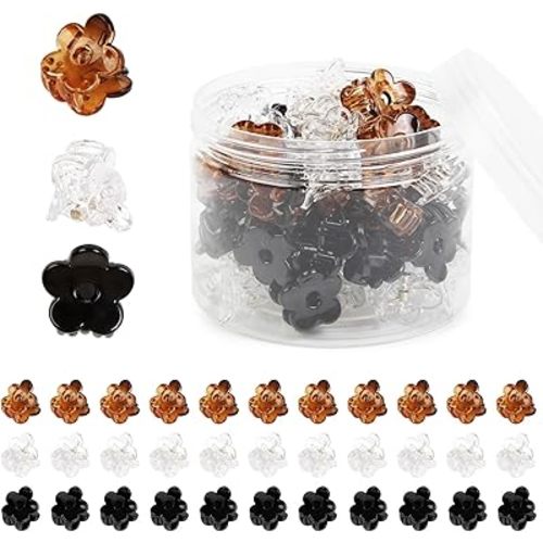 48Pcs Small Flower Hair Clips for Women Girls, Strong Grip Mini Flower Claw Clips for Thin Thick Hair Cute Jaw Clips Hair Pins Hair Barrettes for Styling Toddler Hair Accessories