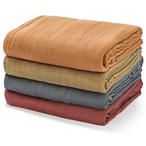 Momcozy Muslin Swaddle Blankets, Soft Silky Baby Blankets for Baby Boys & Girls, 4-Pack Breathable and Skin-Friendly Baby Swaddle, Baby Blankets Unisex, 47 x 47 inches