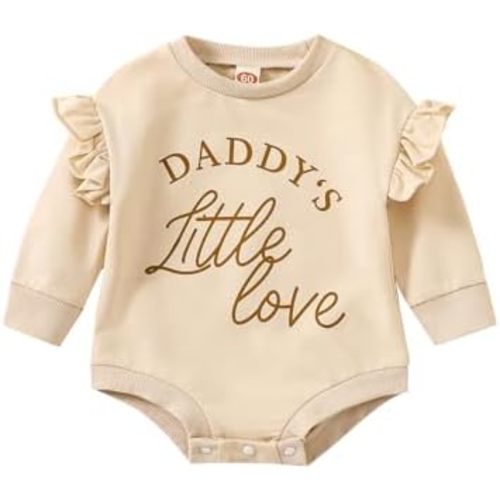 MERSARIPHY Baby Girl Sweatshirt Romper Newborn Outfits Oversized Ruffle Daddy's Letter Bubble Bodysuit Fall Winter Clothes
