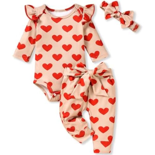 Aalizzwell Preemie Newborn Infant Baby Girls Clothes Ribbed Romper Bodysuit Pants Set Fall Winter Outfits