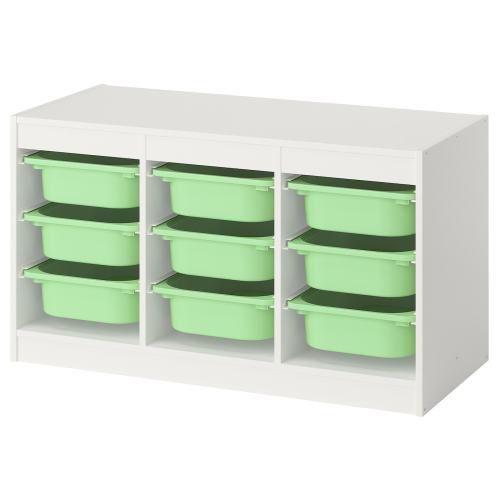TROFAST Storage combination with boxes - white/light green 39x17 3/8x22 "