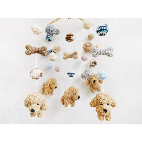 Goldendoodle Crochet Baby Mobile, Dog baby mobile, Nursery decor,Dog crochet mobile, Puppy baby mobile, Baby Shower Gift