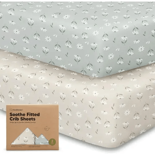 KeaBabies 2-Pack Organic Crib Sheets for Boys, Girls, Jersey Fitted Crib Sheet, Baby Crib Sheets Neutral, Cotton Breathable Crib Sheet, Cute Printed Crib Mattress Sheet, Baby Mattress Sheets (Daisies)