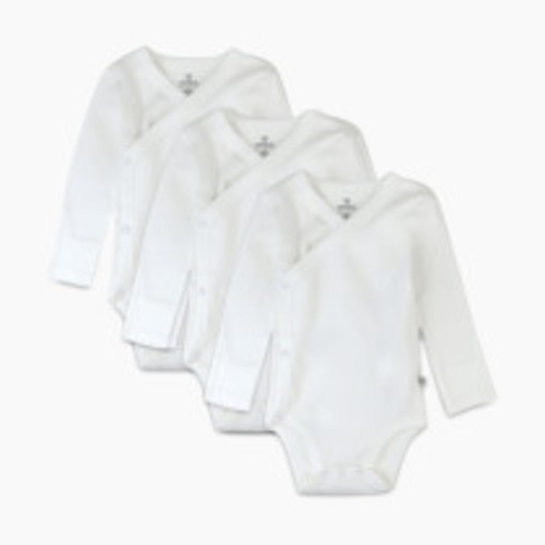 Honest Baby Clothing 3-Pack Organic Cotton Long Sleeve Side Snap Bodysuits - Bright White, Newborn