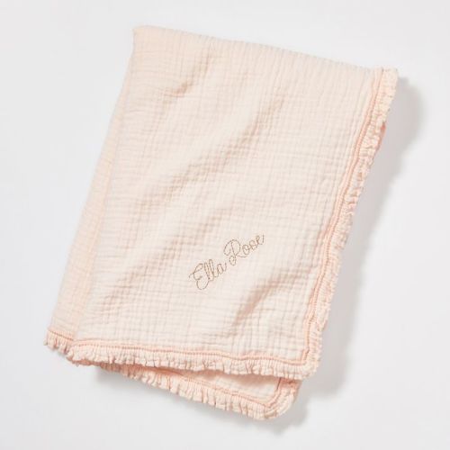 Lightweight Cotton Ruffle Baby Blanket - Pink