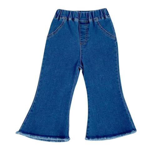 SHTXOZHI Baby Girls Jeans Toddler Elastic Waist Bell Bottom Denim Pants Newborn Infant Clothes