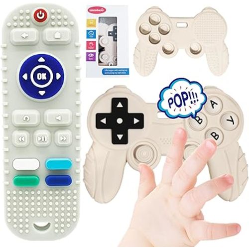 Teething Video Game Control Toy Teether Remote Control for Baby (White)