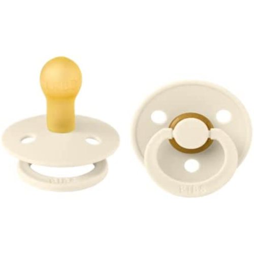 BIBS Pacifiers | Natural Rubber Baby Pacifier | Set of 2 BPA-Free Soothers | Made in Denmark | Ivory | Size 0-6 Months