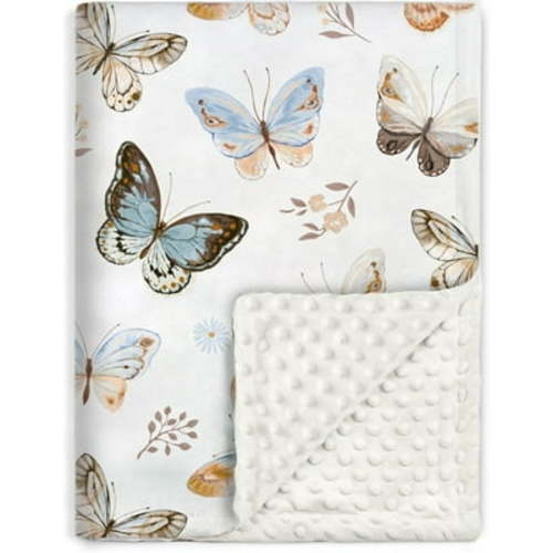 BORITAR Baby Blanket Super Soft Double Layer Minky with Dotted Backing for Girls, Receiving Blanket with Multicolor Butterfly Printed Blanket 30 x 40 Inch(75x100cm)