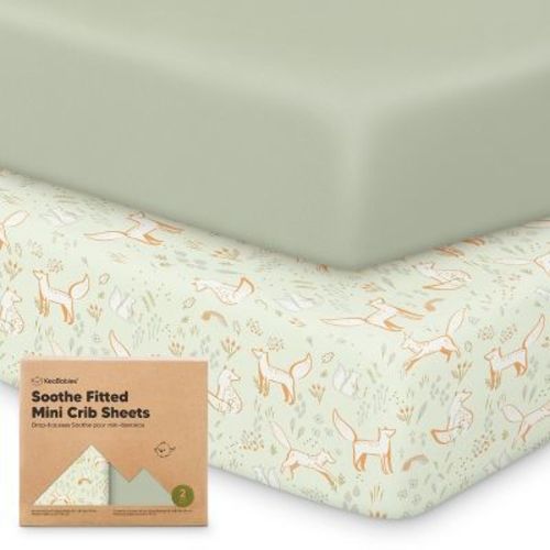KeaBabies Mini Crib Sheets for Baby Girls, Boys, 2-Pack Soothe Pack and Play Sheets Fitted, Organic Pack N Play Mattress Sheet (Bumble Bear)