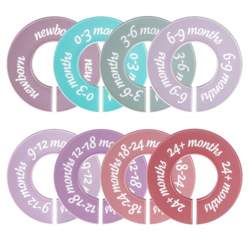 Baby Closet Dividers for Clothes Organizer,8 Pack Baby Size Closet dividers for Newborn to 24 Months,Baby Nursery Organizer & Decor, Clear Labels for Easy Sorting, Fits Most Rods