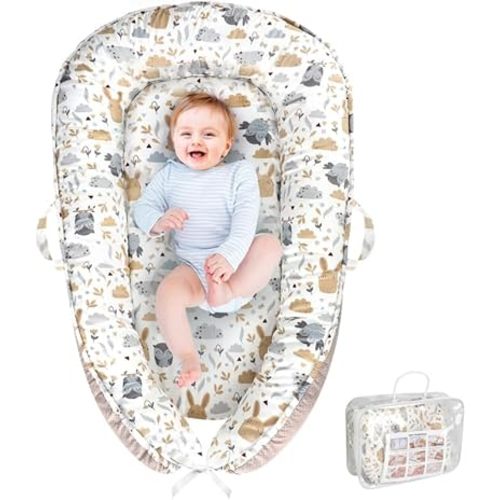Baby Lounger, Baby Lounger for Newborn 0-24 Months, Portable and Soft Baby Nest, Babies Essential Gifts, Breathable Portable Infant Lounnger for Travel and Home