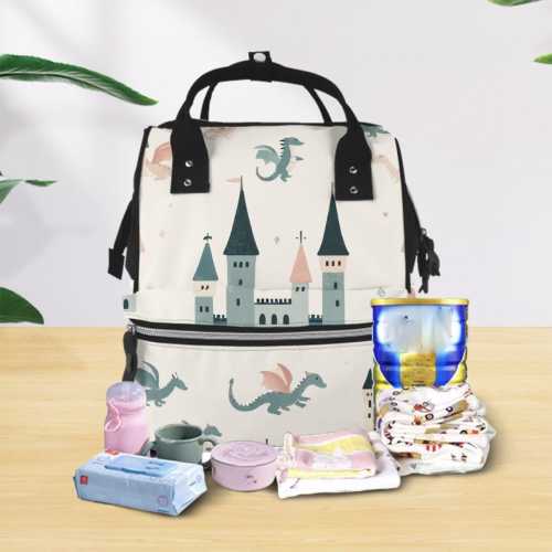 Best Diaper Bags - Enchanted Castle & Dragon Design, Whimsical Baby Shower Gift, Spacious