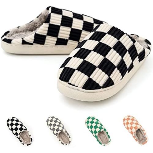 Guyarns House Slippers for Women,Fuzzy Mens Slippers,Casual House Shoes Memory Foam Womens Slippers Outdoor Indoor Warm Plush Bedroom Shoes with Faux Fur Lining