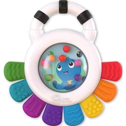 Baby Einstein Outstanding Opus The Octopus Sensory Rattle & Teether Multi-Use Toy, BPA Free & Chillable, 3 Months & up, Multicolored