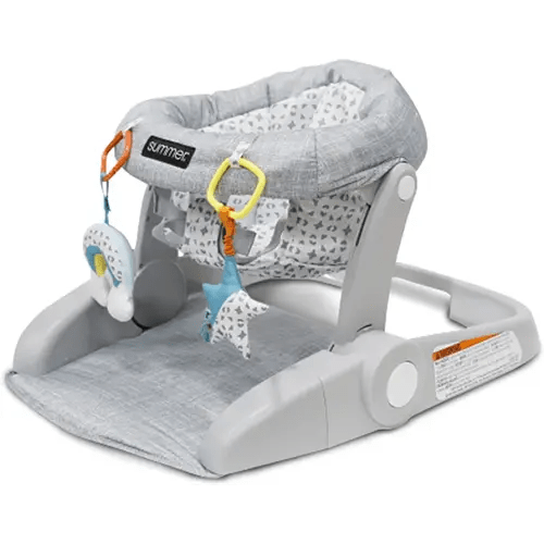 Bright Starts Learn-to-Sit 2-Position Floor Seat (Heather Gray) – Sit Baby Up in This Adjustable Baby Activity Seat Appropriate for Ages 4-12 Months – Includes Toys, Funfetti Neutral