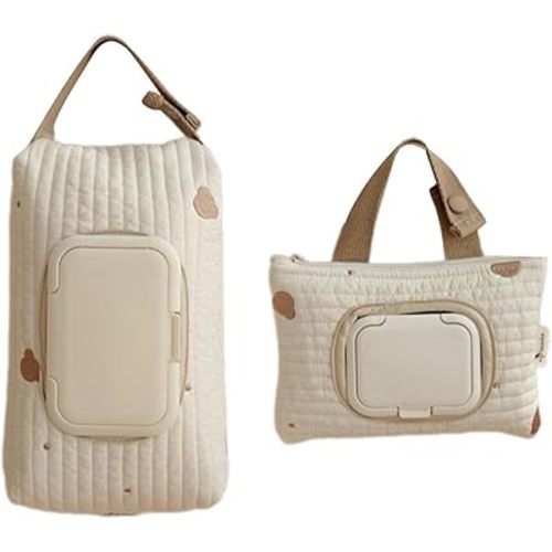 Embroidered Bear Stroller Wet Wipe Pouches, Wipe Dispenser, Wipe Holder,Baby Wipes Dispenser, Travel Wipes Case,Portable Baby Wipe Holder Embroidery Baby Wipes Storage Bag for Travel