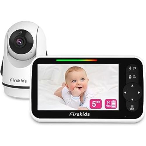 Firskids 5" Baby Monitor with 30Hour Battery Life, 1000ft Long Range Baby Monitor with Camera and Audio, Night Vision VOX Mode 2 Way Talk for Baby Elderly Indoor Monitoring