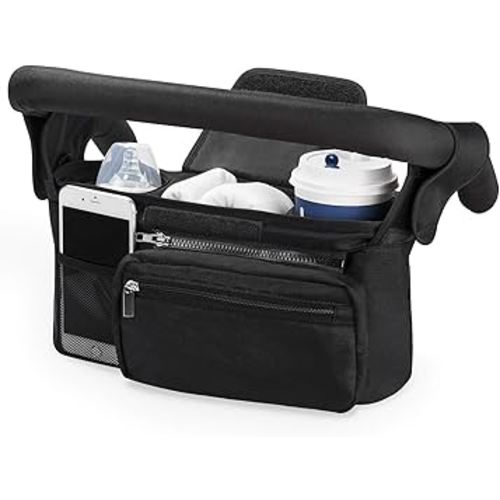Momcozy Universal Stroller Organizer with Insulated Cup Holder Detachable Phone Bag & Shoulder Strap, Fits for Stroller like Uppababy, Baby Jogger, Britax, BOB, Umbrella and Pet Stroller