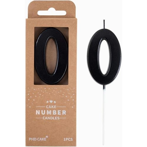 PHD Modern Black 2.76 Inch Birthday Candles - Black Cake Number Candles for Party Celebration