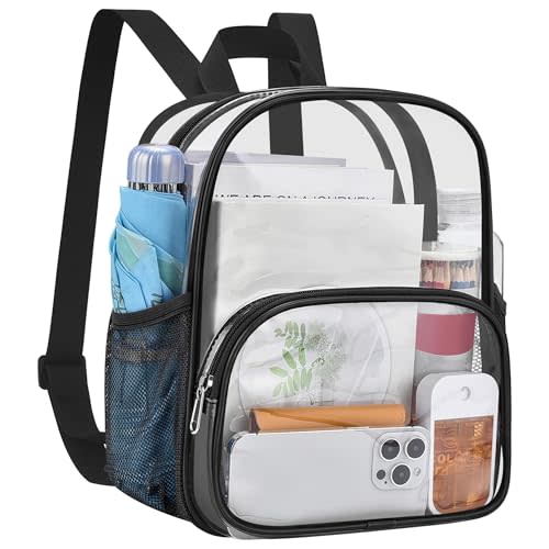 USPECLARE Clear Backpack for Stadium Events Small Clear Backpack 11.5x9.5x6 for Concert Sport Events Work Travel