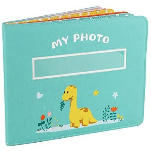 Baby’s My First Photo Album of Dinosaur Theme, Soft Cloth Photo Album with Color Pages for 10 Pictures 4x6 inch