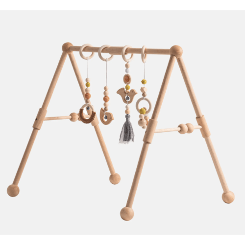ROBUD Wooden Baby Gym with 4 Toys
