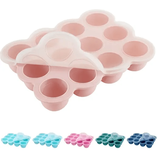 HIWOOD Baby Food Storage Container - 12 Cup Silicone Baby Food Freezer Tray with Lid, Perfect Food Container for Homemade Baby Food, Vegetables & Fruit Purees, Breast Milk - Gossamer Pink