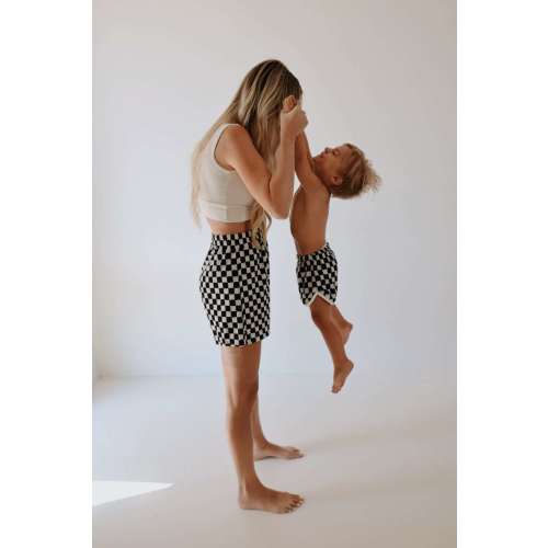 Black + White Checkerboard | Women's Terry Shorts