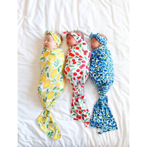 Fruit Baby Swaddle Blanket, Baby Swaddle, Fruit Baby Blanket, Newborn Swaddle, Lemon , Cherry, Blueberry, Swaddle Set, Stretchy Knit Swaddle